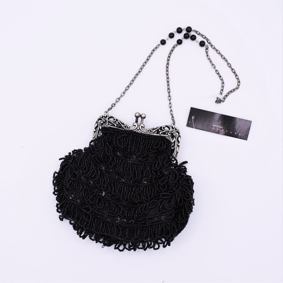 Jazzy Black Beaded Evening Bag - Picture 1 of 6